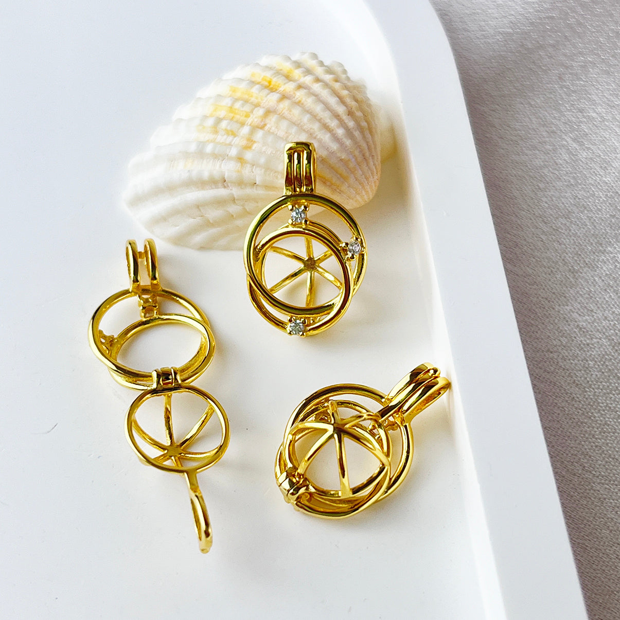 S925 Sterling Silver CZ Pearl Cage Pendant