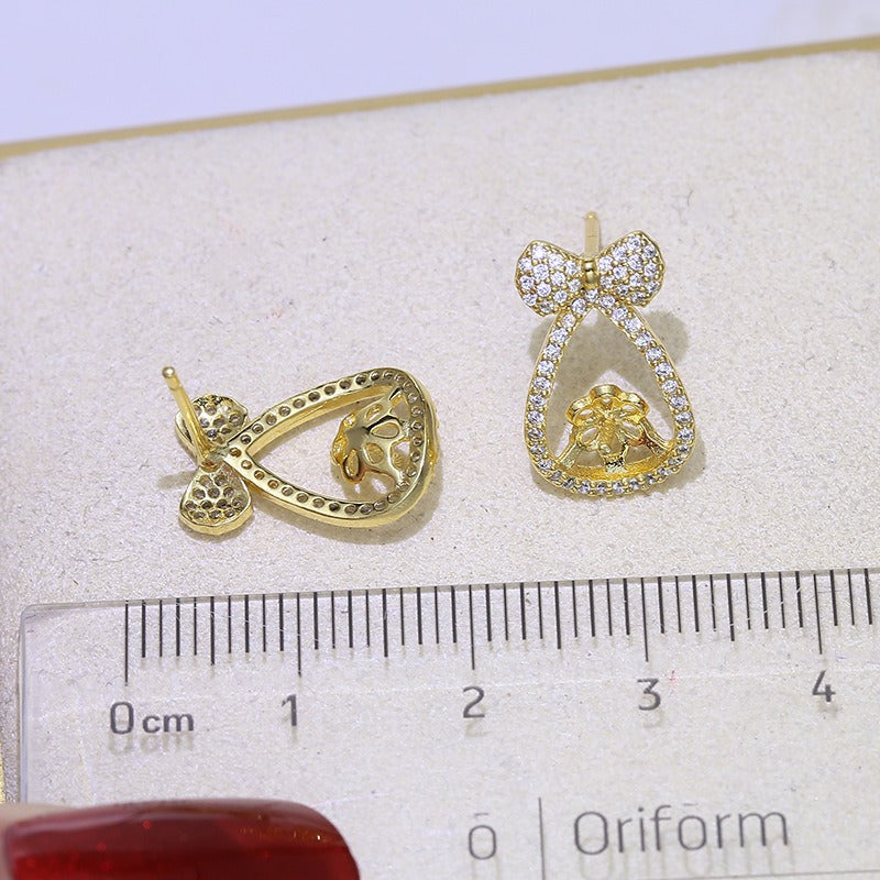 Lovely CZ Women Pearl Dangle Earring Setting