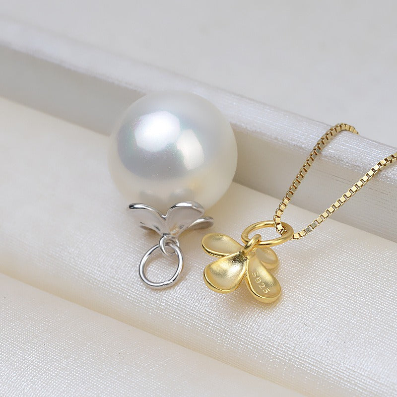 S925 Sterling Silver Flower Design Pearl Pendant Setting