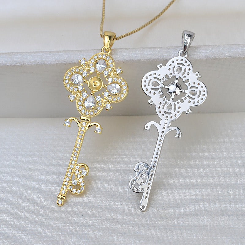 Silver Luxury Key Pearl Pendant Setting