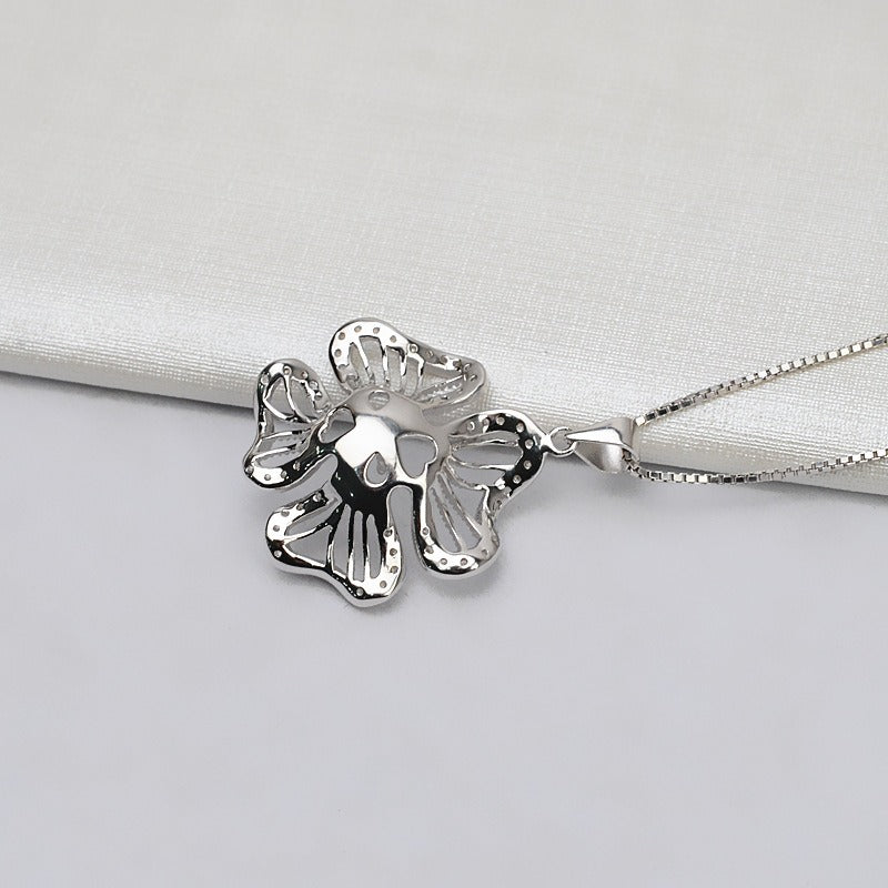 Silver Flower Pearl Pendant Setting