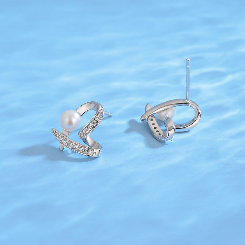 5A Cubic Zirconia Heart Pearl Earring Settting-Feliz Pearl - Feliz Pearl