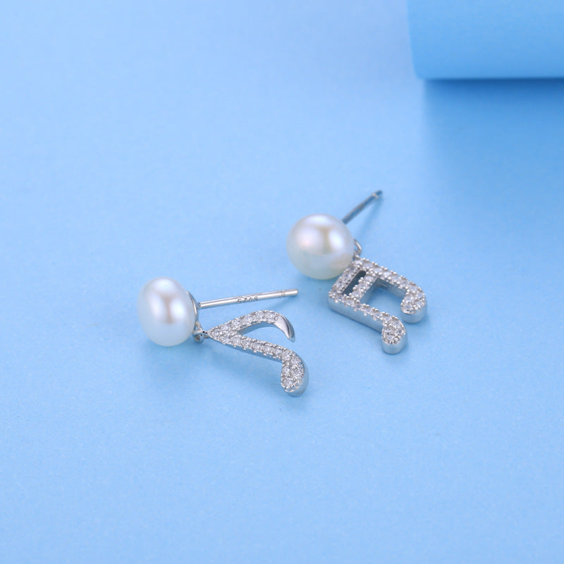 Wholesale Silver Music Note Pearl Earring Setting - Feliz Pearl
