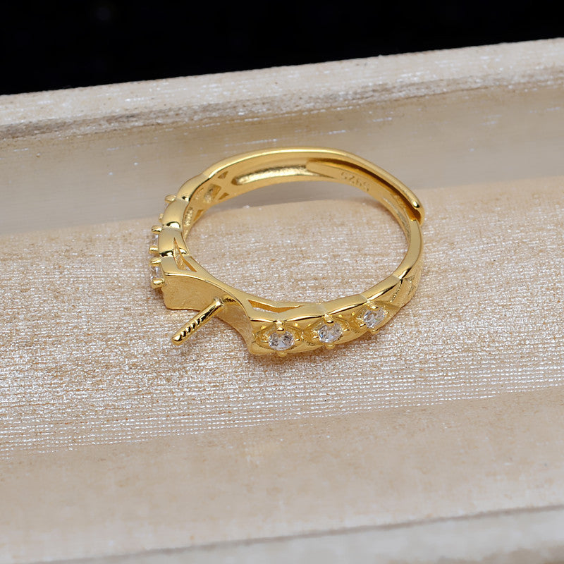 Luxiry Cubic Zirconia Pearl Ring Mountings-S925 Sterling Silver - Feliz Pearl