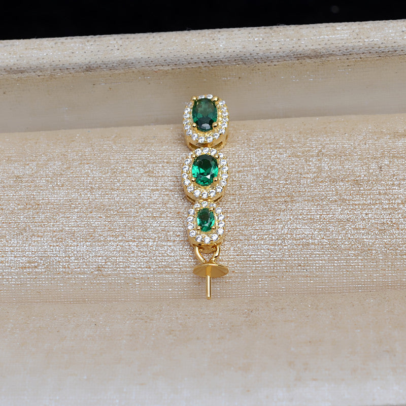 Green Cubic Zirconia Pearl Pendant Setting- S925 Sterling Silver - Feliz Pearl