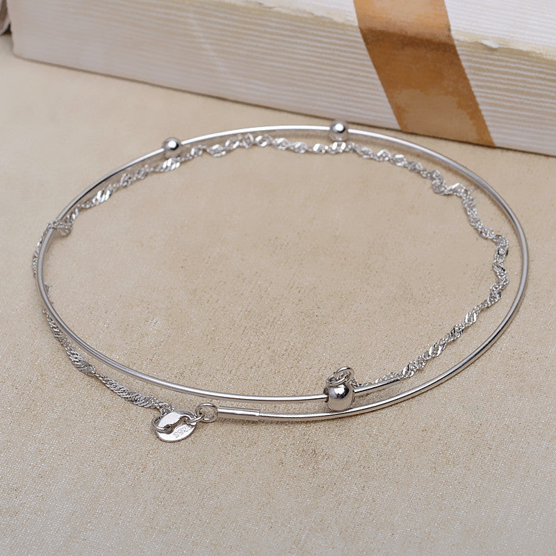 Exquisite Women Pearl Bangle Silver Pearl Bracelet Setting - Feliz Pearl