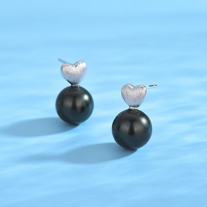 Minimalist Lovely Silver Heart Pearl Earring Settings - Feliz Pearl