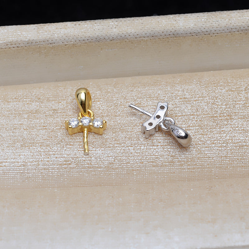 Cubic Zirconia Eyebrow Pearl Pendant Setting-Feliz Pearl - Feliz Pearl