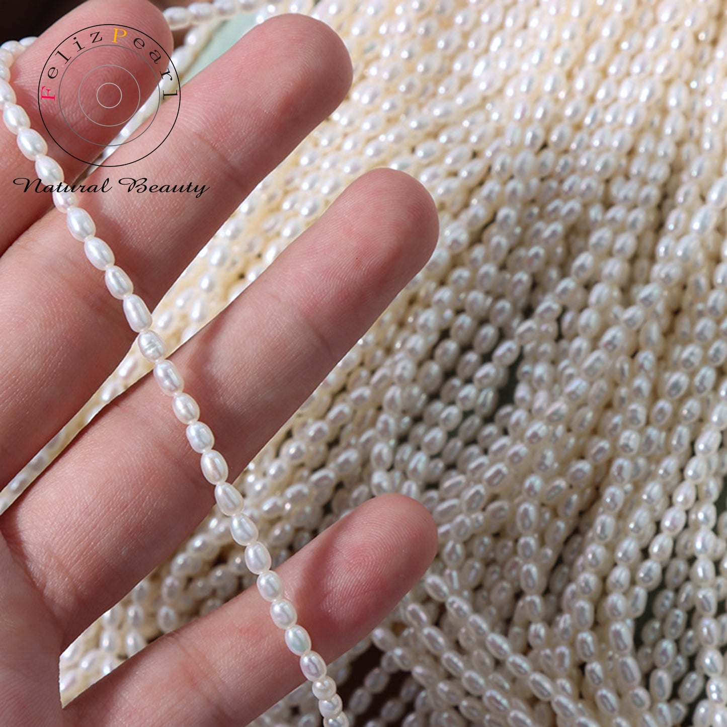 2.5-3mm Rice Shape Freshwater Pearl Strands Necklace - Feliz Pearl