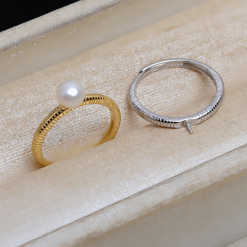 Daily Snake Chain Pearl Ring Setting-S925 Sterling Silver - Feliz Pearl