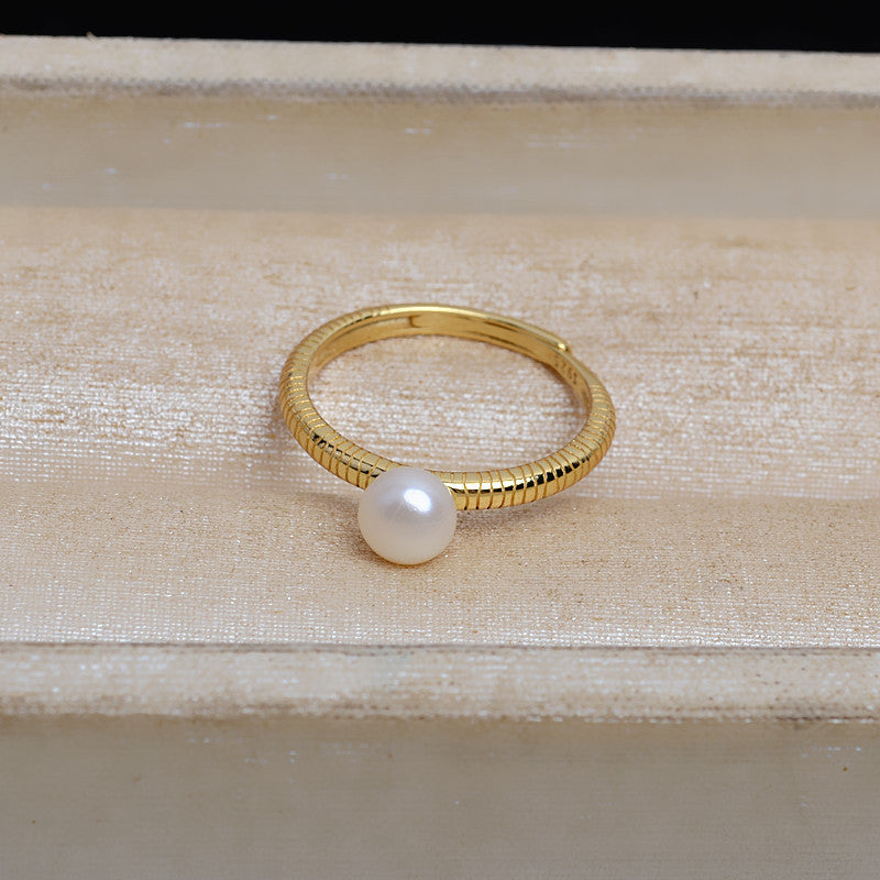 Daily Snake Chain Pearl Ring Setting-S925 Sterling Silver - Feliz Pearl