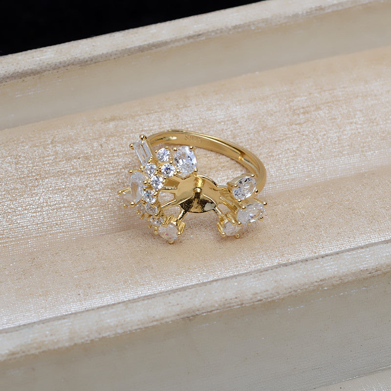 Luxury Cubic Zirconia S925 Sterling Silver Pearl Ring Mounting - Feliz Pearl