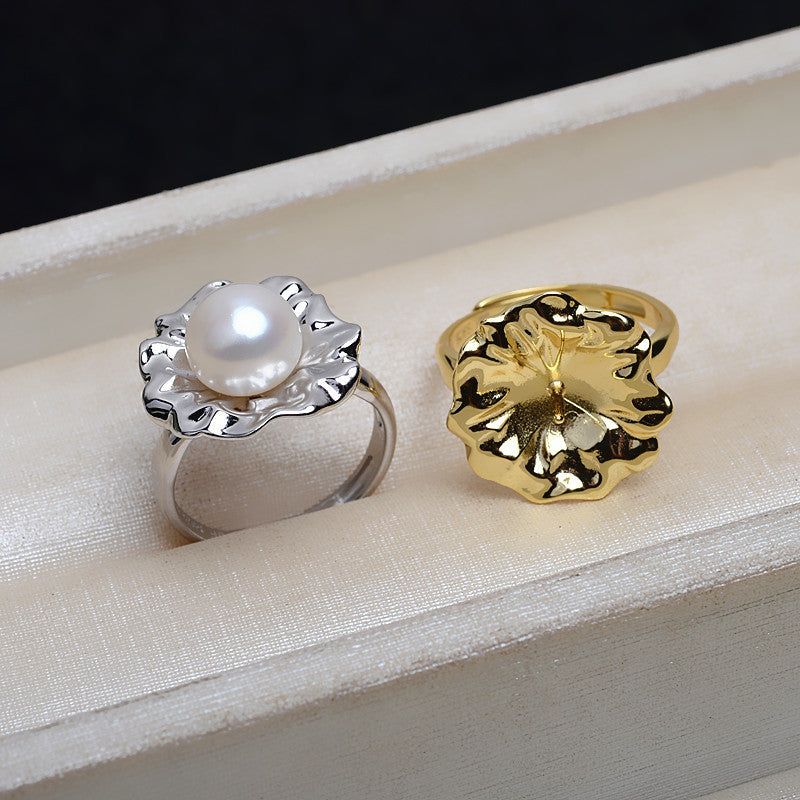 Summer Vibe S925 Sterling Silver Lotus Leaf Pearl Ring Mounting - Feliz Pearl