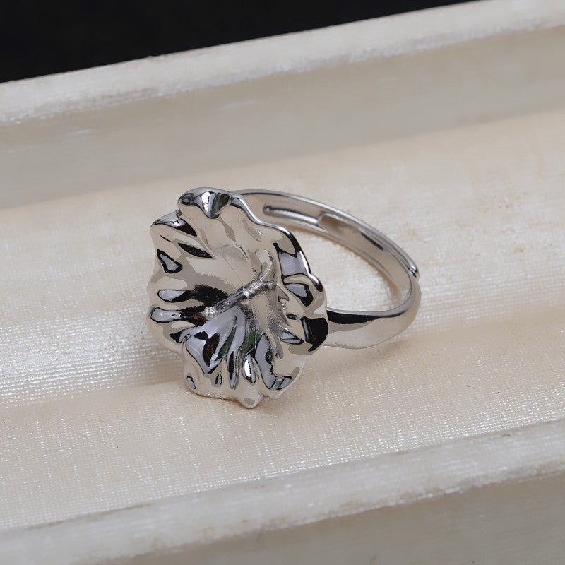 Summer Vibe S925 Sterling Silver Lotus Leaf Pearl Ring Mounting - Feliz Pearl