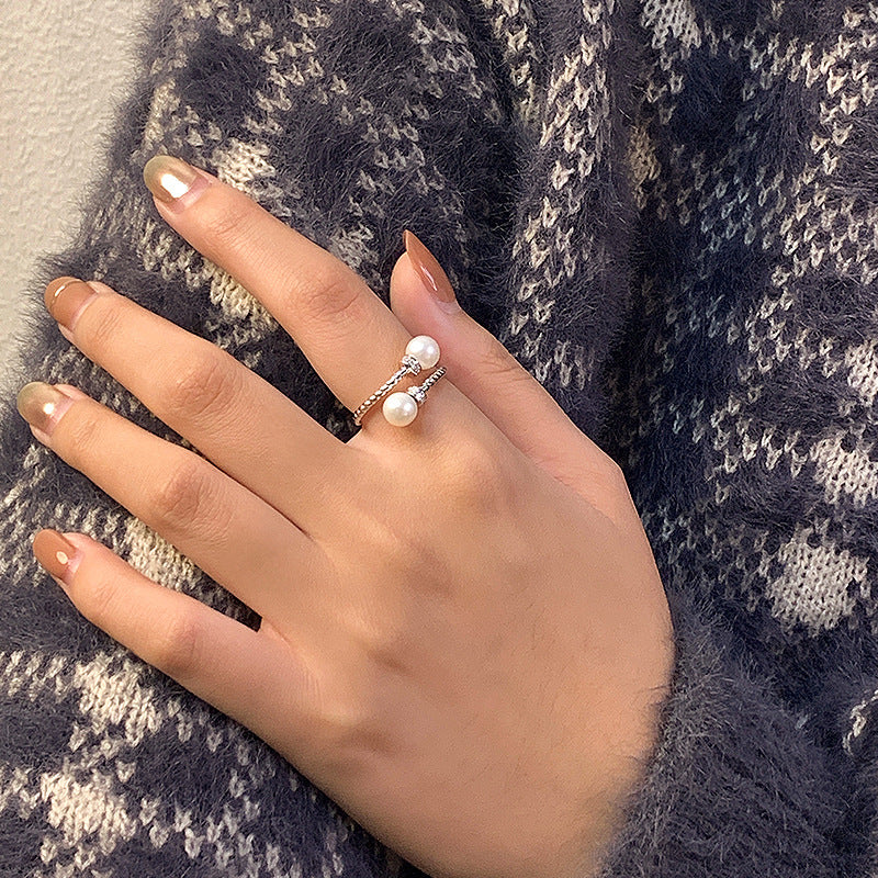 Minimalist S925 Sterling Silver Twisted Pearl Ring Setting - Feliz Pearl