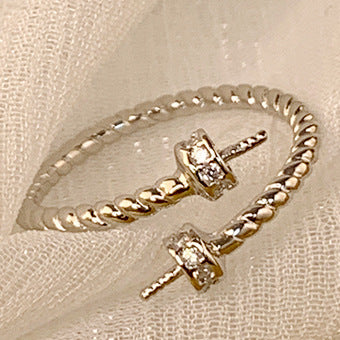 Minimalist S925 Sterling Silver Twisted Pearl Ring Setting - Feliz Pearl
