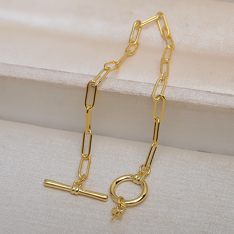 S925 Sterling Silver OT Clasp Thick Chain Pearl Bracelet Mounting - Feliz Pearl