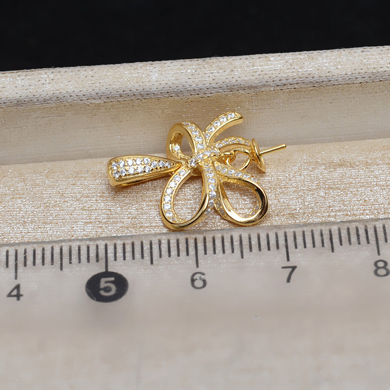 Cubic Zirconia Bow Tie Pearl Pendant Setting Wholesale - Feliz Pearl