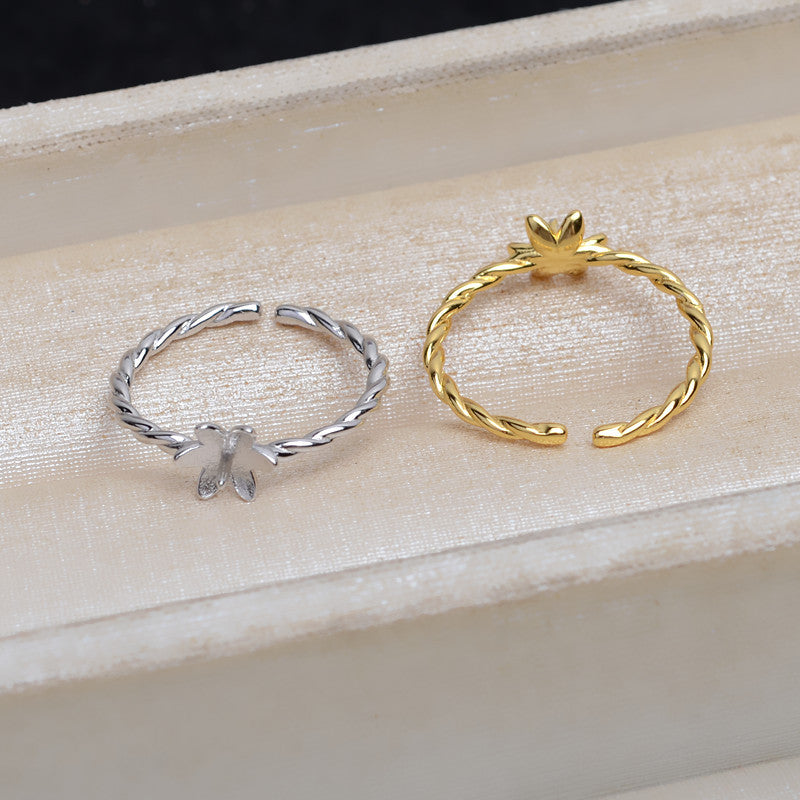 Adjustable Size Twisted Pearl Ring Mounting-S925 Sterling Silver - Feliz Pearl