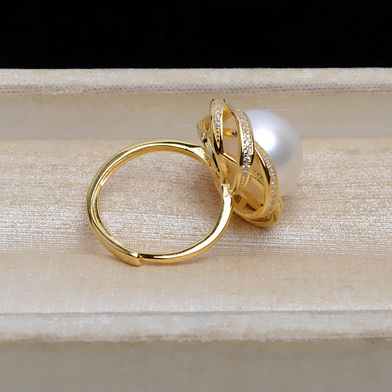 S925 Sterling Silver Rose Pearl Ring Setting-Pearl Jewelry Mounting - Feliz Pearl