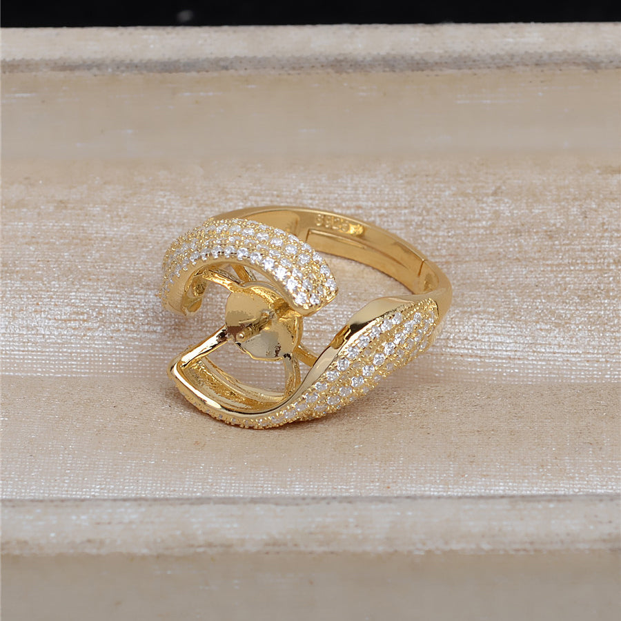 Luxury S925 Silver CZ Pearl Ring Setting-Pearl Jewelry Mountings - Feliz Pearl