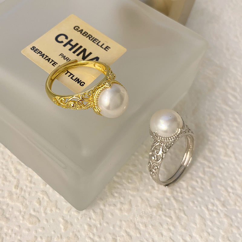Luxury Hollow Design S925 Sterling Silver Pearl Ring Setting - Feliz Pearl