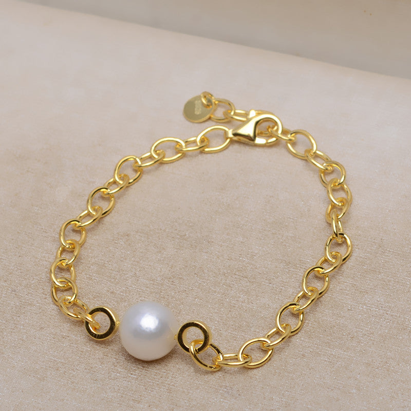 Thick Chain S925 Sterling Silver Women Pearl Bracelet Setting - Feliz Pearl