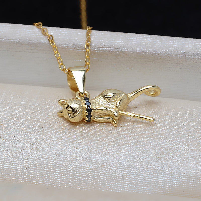 Cubic Zirconia Cat Pearl Pendant Setting-S925 Sterling Silver