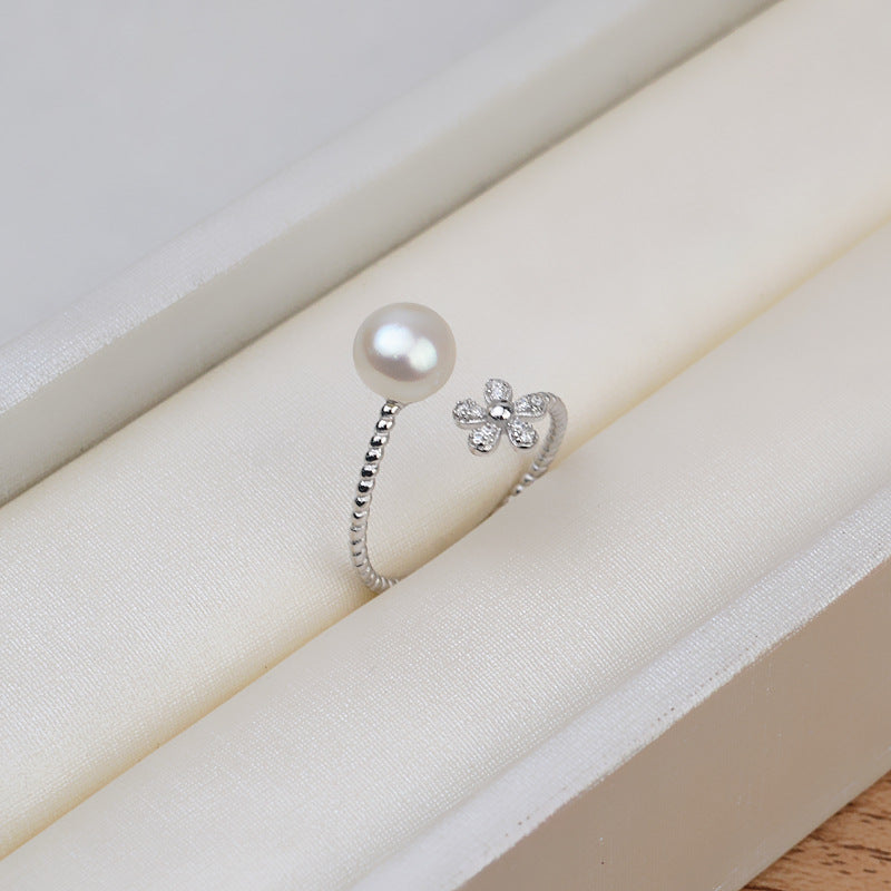 Lovely Flower Pearl Ring Mounting Set-S925 Sterling Silver