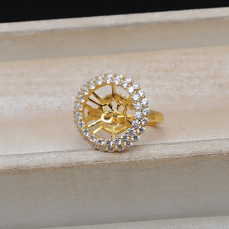 Luxury Cubic Zirconia Sunflower Pearl Ring Setting