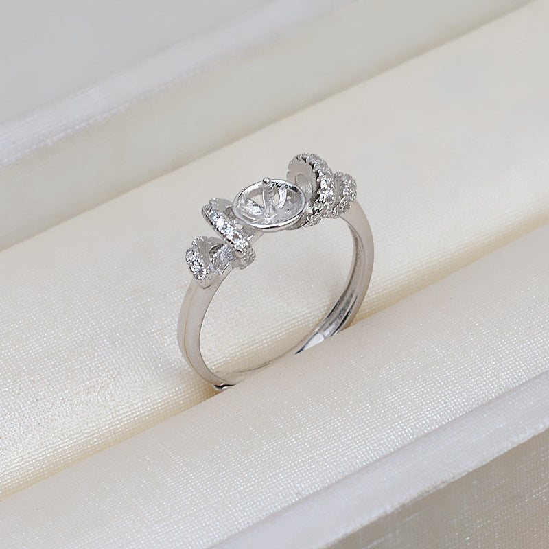 Women Adjustable Pearl Ring DIY Jewley Findings