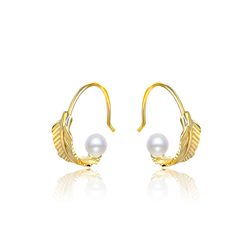 Silver C Feather Earring Settings-DIY Jewelry Setting Wholesale - Feliz Pearl