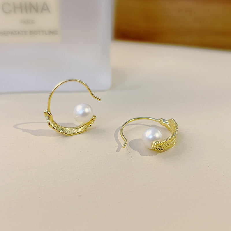 Silver C Feather Earring Settings-DIY Jewelry Setting Wholesale - Feliz Pearl