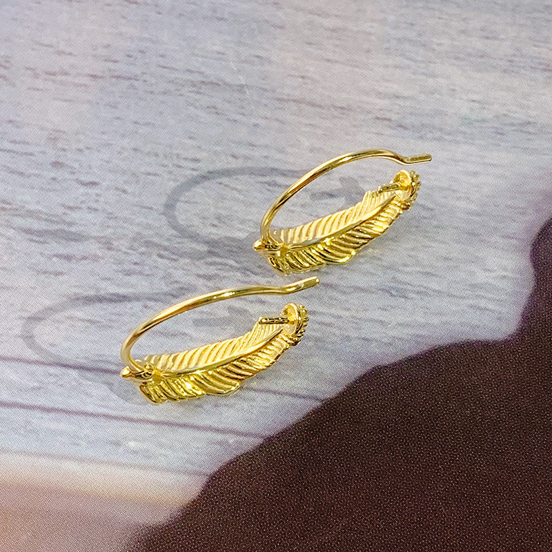 Silver C Feather Earring Settings-DIY Jewelry Setting Wholesale - Feliz Pearl