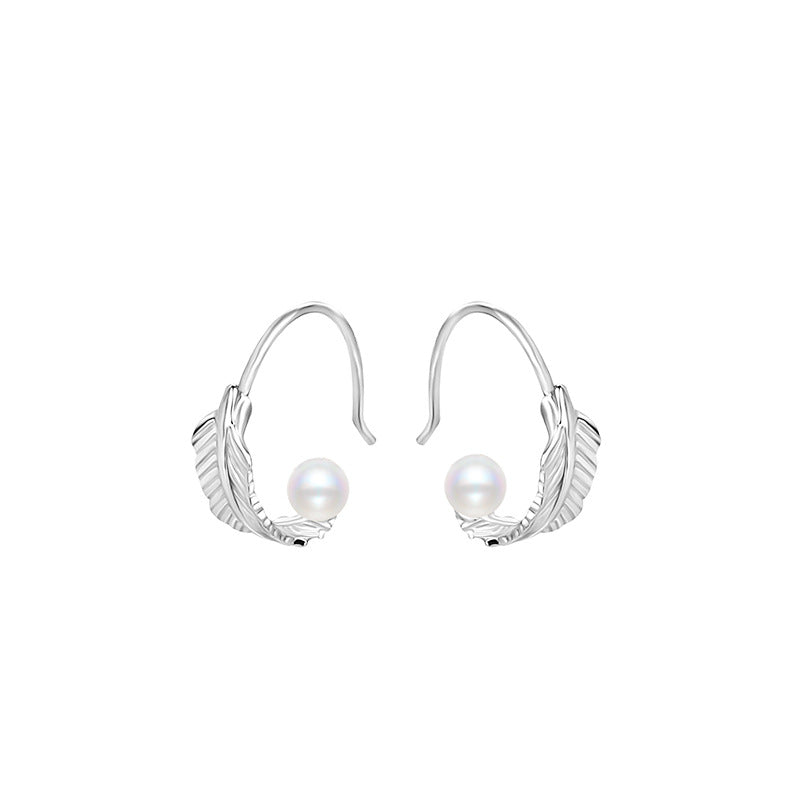 Silver C Feather Earring Settings-DIY Jewelry Setting Wholesale - Feliz Pearl