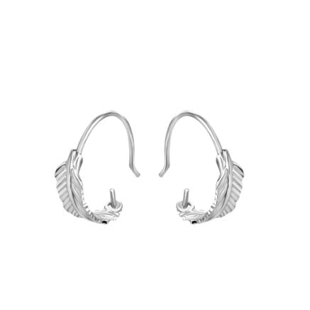 Silver C Feather Earring Settings-DIY Jewelry Setting Wholesale - Feliz Pearl