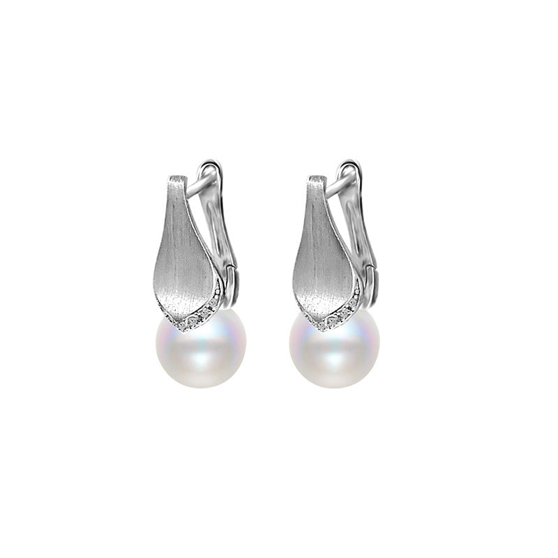 Rhodium Plated Clip On Pearl Earring Settings-Feliz Pearl - Feliz Pearl