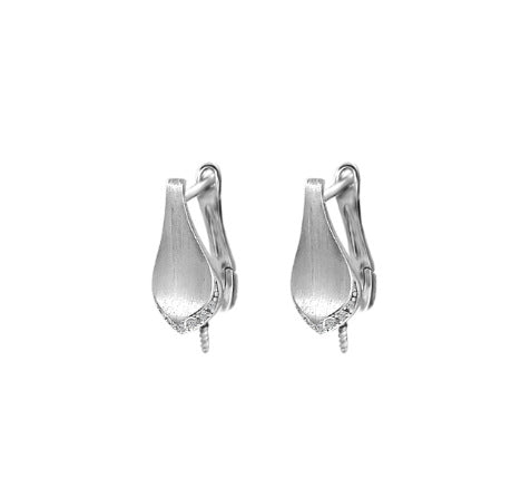 Rhodium Plated Clip On Pearl Earring Settings-Feliz Pearl - Feliz Pearl