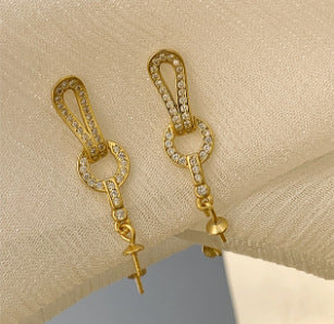 Fashion S925 Sterling Silver Cubic Zirconia Dangle Pearl Earring Mounting - Feliz Pearl