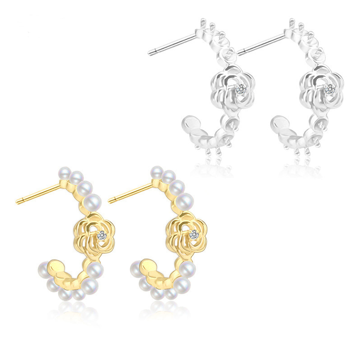 S925 silver pearl earring setting