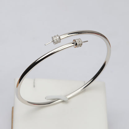 Cubic Zirconia Silver Women Pearl Bangle Setting - Feliz Pearl 