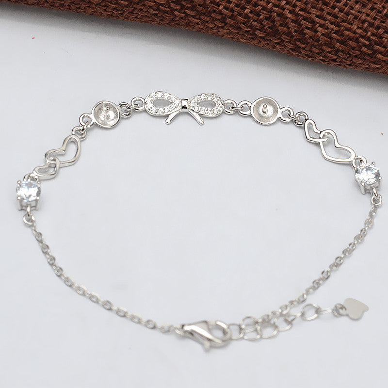 Cubic Zirconia Bow Tie Pearl Bracelet Setting-Feliz Pearl - Feliz Pearl 