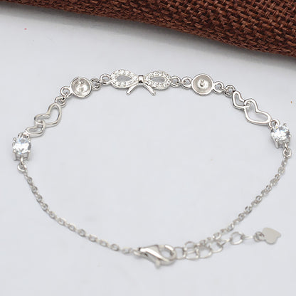 Cubic Zirconia Bow Tie Pearl Bracelet Setting-Feliz Pearl - Feliz Pearl 