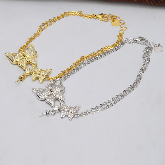 Cubic Zirconia Butterfly Pearl Bracelet Setting-Feliz Pearl - Feliz Pearl 