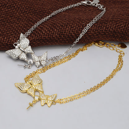 Cubic Zirconia Butterfly Pearl Bracelet Setting-Feliz Pearl - Feliz Pearl 