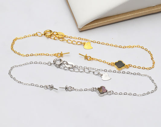 Four Leaf Clover Women Pearl Bracelet Setting-Feliz Pearl - Feliz Pearl 