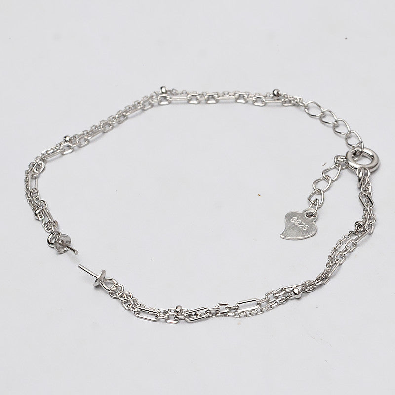 Double Layer Women Pearl Bracelet Setting-S925 Sterling Silver - Feliz Pearl 