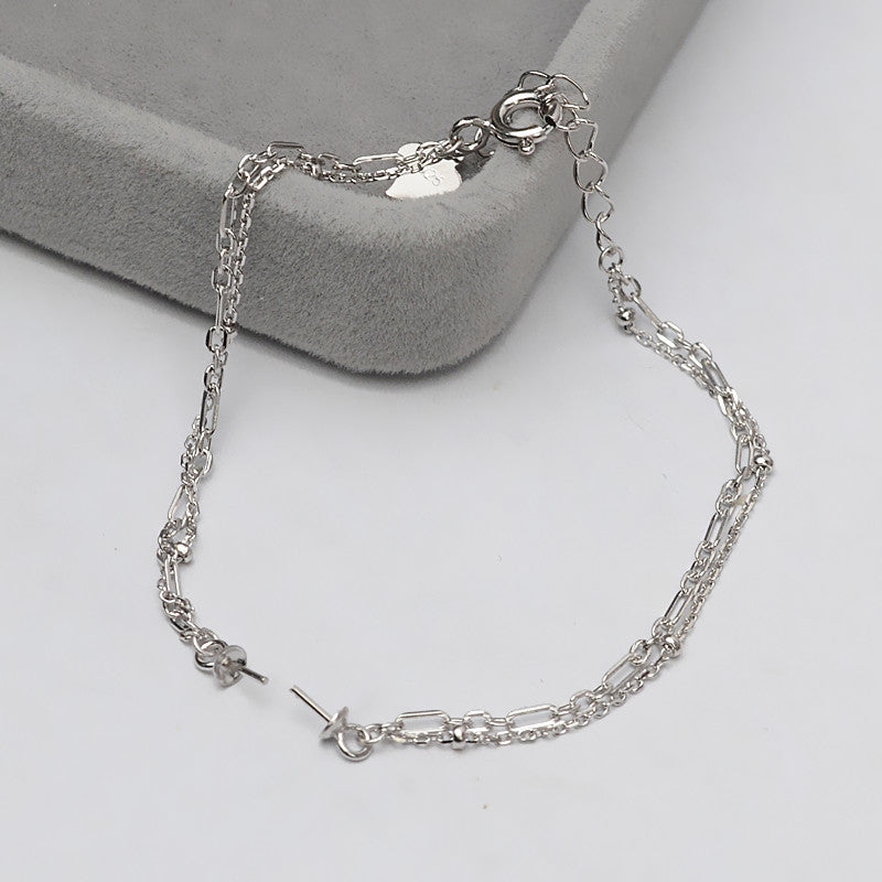 Double Layer Women Pearl Bracelet Setting-S925 Sterling Silver - Feliz Pearl 