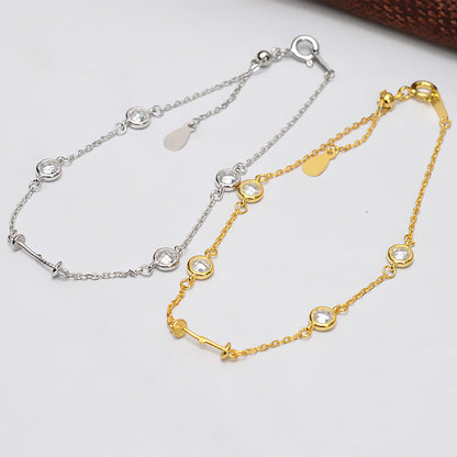 S925 Sterling Silver Cubic Zieconia Pearl Bracelet Setting - Feliz Pearl 