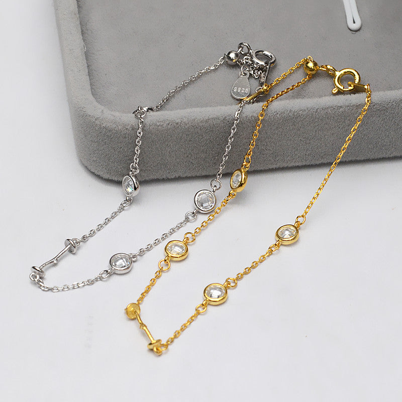 S925 Sterling Silver Full Drilled Pearl Bracelet Setting Wholesale - Feliz Pearl 